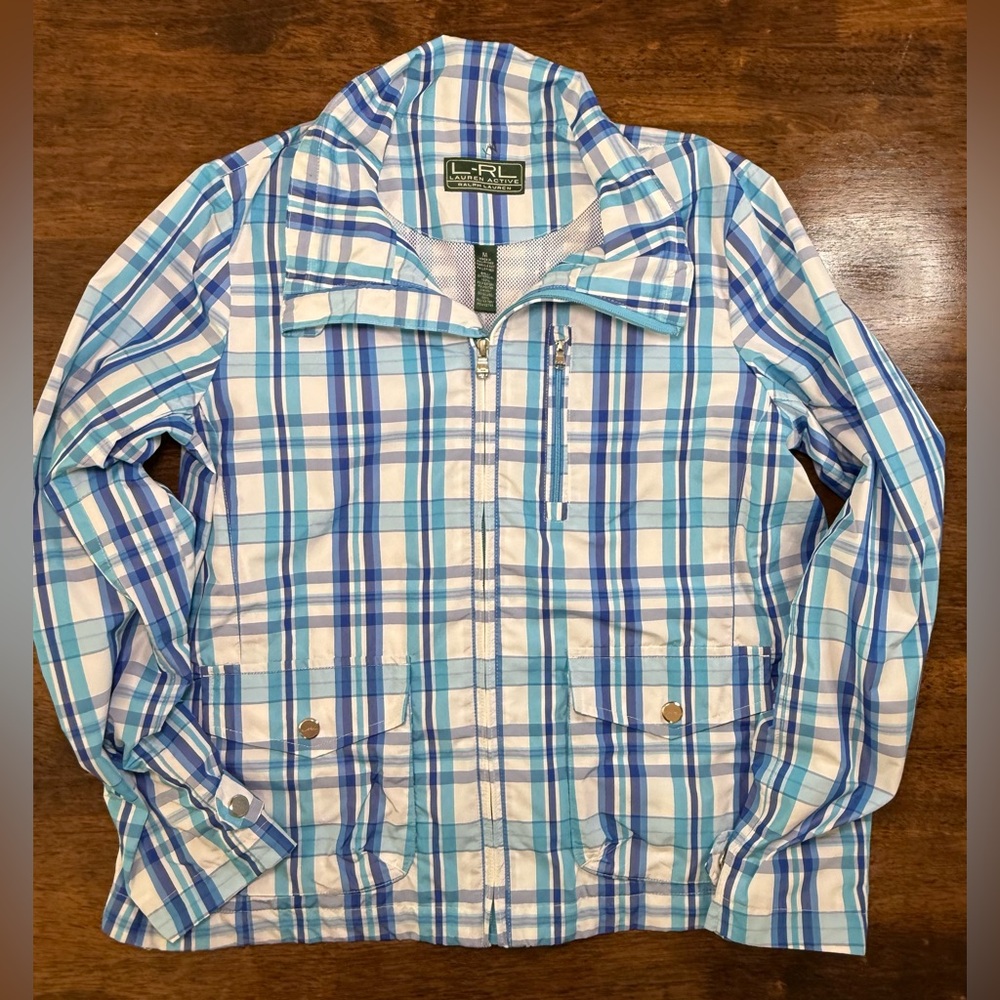 Ralph Lauren- Lauren Active Blue Plaid Jacket women's size medium